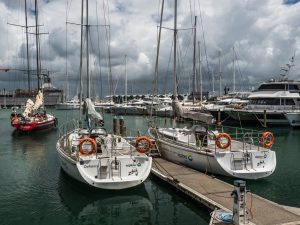 Sailing ships in Auckland Harbour.