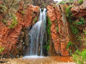 A small waterfall in the Bottom of the Grand Canyon.