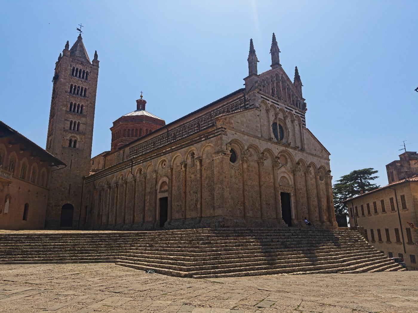 Church in the square in Massa Marittima, Italy